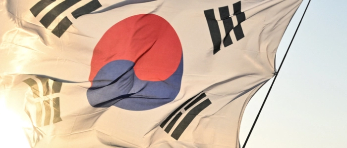 Die südkoreanische Flagge im Wind
