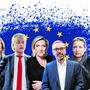 Sie wollen in Europa hoch hinaus: Giorgia Meloni, Geert Wilders, Marine Le Pen, Herbert Kickl und Alice Weidel (von links nach rechts)
