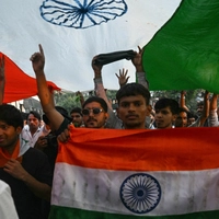 Es waren viele indische Flaggen zu sehen