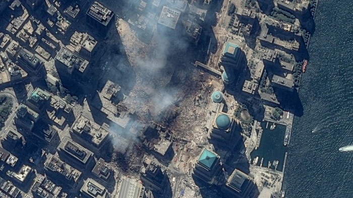 This handout satellite image released by Vantor on September 9, 2026 shows a closer view of the World Trade Center in New York on September 15, 2001. September 11, 2026 marks the 25th anniversary of the September 11, 2001 attacks. (Photo by Satellite image ©2026 Vantor / AFP) / RESTRICTED TO EDITORIAL USE - MANDATORY CREDIT "AFP PHOTO / Satellite image ©2026 Vantor ” - NO MARKETING NO ADVERTISING CAMPAIGNS - DISTRIBUTED AS A SERVICE TO CLIENTS - THE WATERMARK MAY NOT BE REMOVED/CROPPED