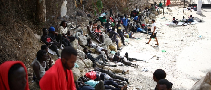 Migranten in der Enklave Ceuta am 1. August 2026
