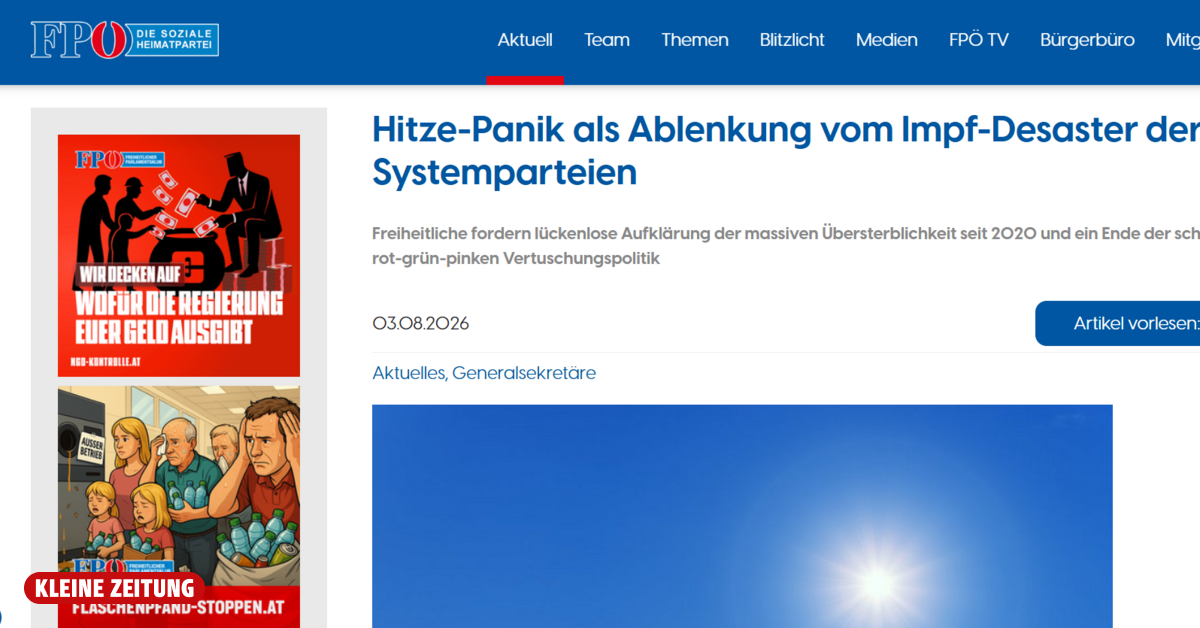 Trotz Hitze lässt das Klima die FPÖ kalt