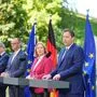 Die Spitzen der Regierungsparteien bei der Pressekonferenz | Die Spitzen der Regierungsparteien bei der Pressekonferenz