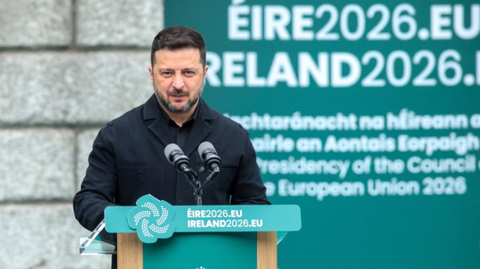 Wolodymyr Selenskyj bei seiner Rede in Dublin | Wolodymyr Selenskyj bei seiner Rede in Dublin