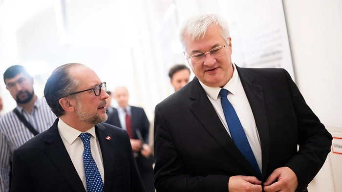 Ukraines Außenminister Sybiha mit Amtskollegen Schallenberg | Ukraines Außenminister Sybiha mit Amtskollegen Schallenberg