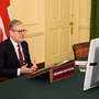 Britischer Premier Keir Starmer bei Videokonferenz zu Ukraine | Britischer Premier Keir Starmer bei Videokonferenz zu Ukraine