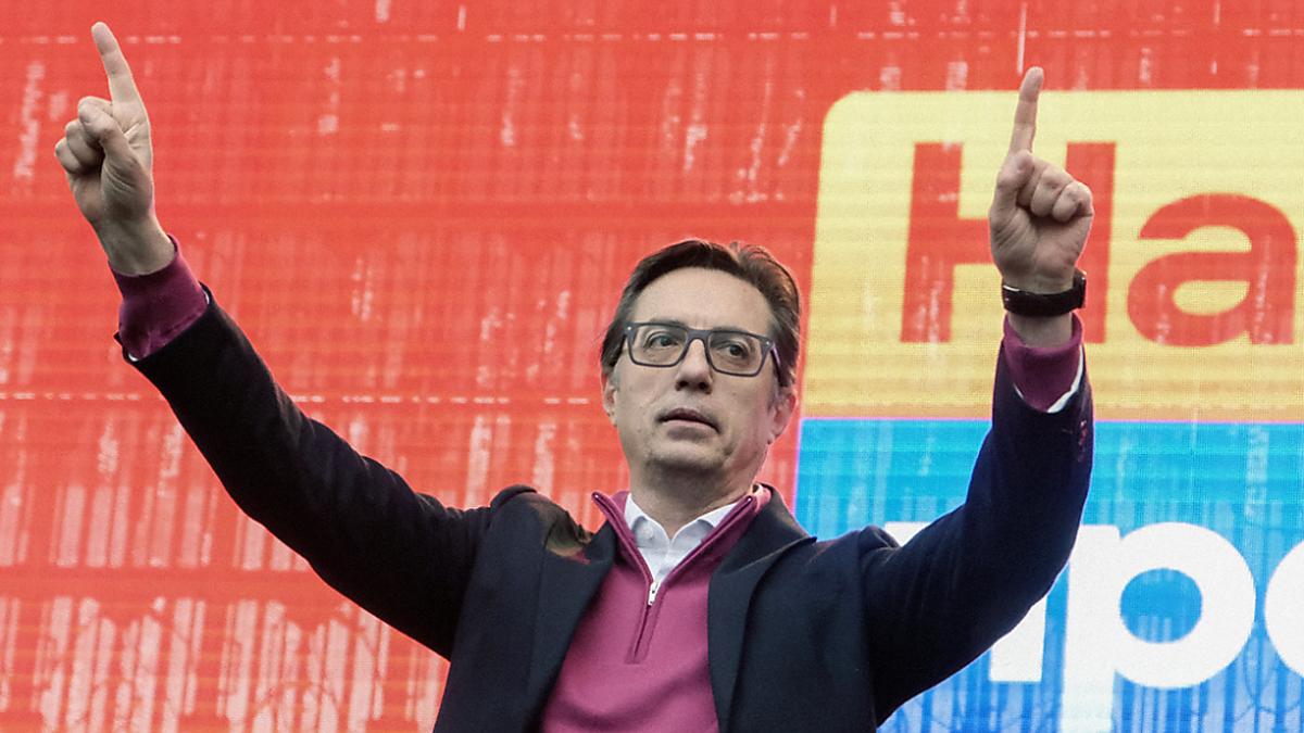 Nordmazedoniens Präsident Stevo Pendarovski im Wahlkampf | Nordmazedoniens Präsident Stevo Pendarovski im Wahlkampf