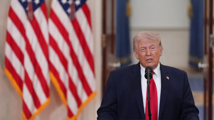 US-Präsident Trump im April bei einer Rede an die Nation | US-Präsident Trump im April bei einer Rede an die Nation