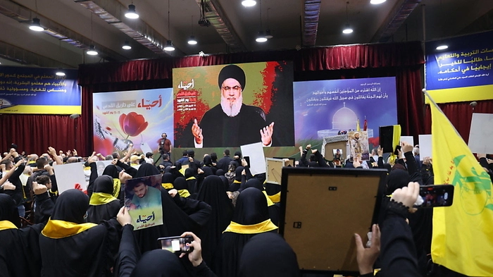 Hisbollah-Chef Hassan Nasrallah hielt am Samstag Rede in Beirut | Hisbollah-Chef Hassan Nasrallah hielt am Samstag Rede in Beirut