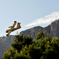 Löschflugzeug im Einsatz an der kroatischen Adria-Küste