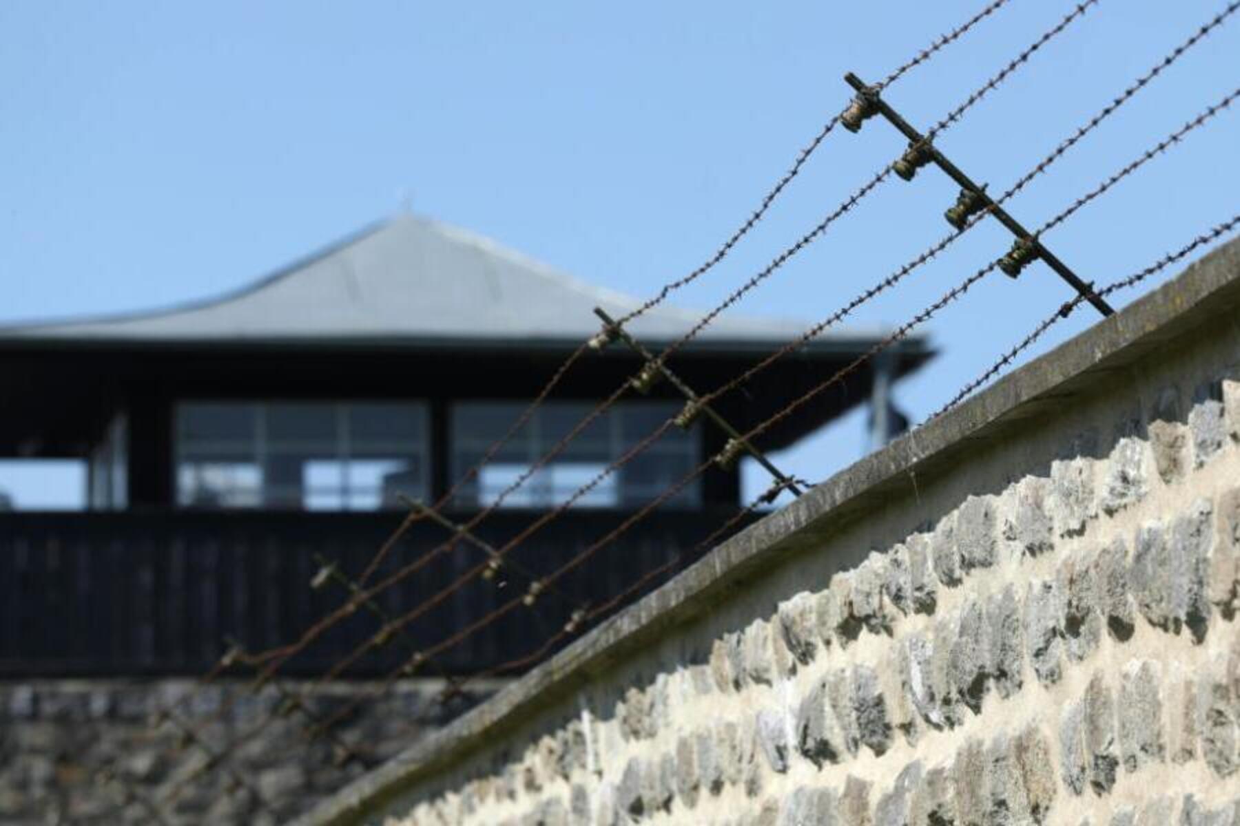Befreiungsfeier des KZ Mauthausen mit Blick auf Täter