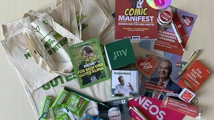 Wie üblich gibt es vor der Wahl viele bunte Goodies | Wie üblich gibt es vor der Wahl viele bunte Goodies