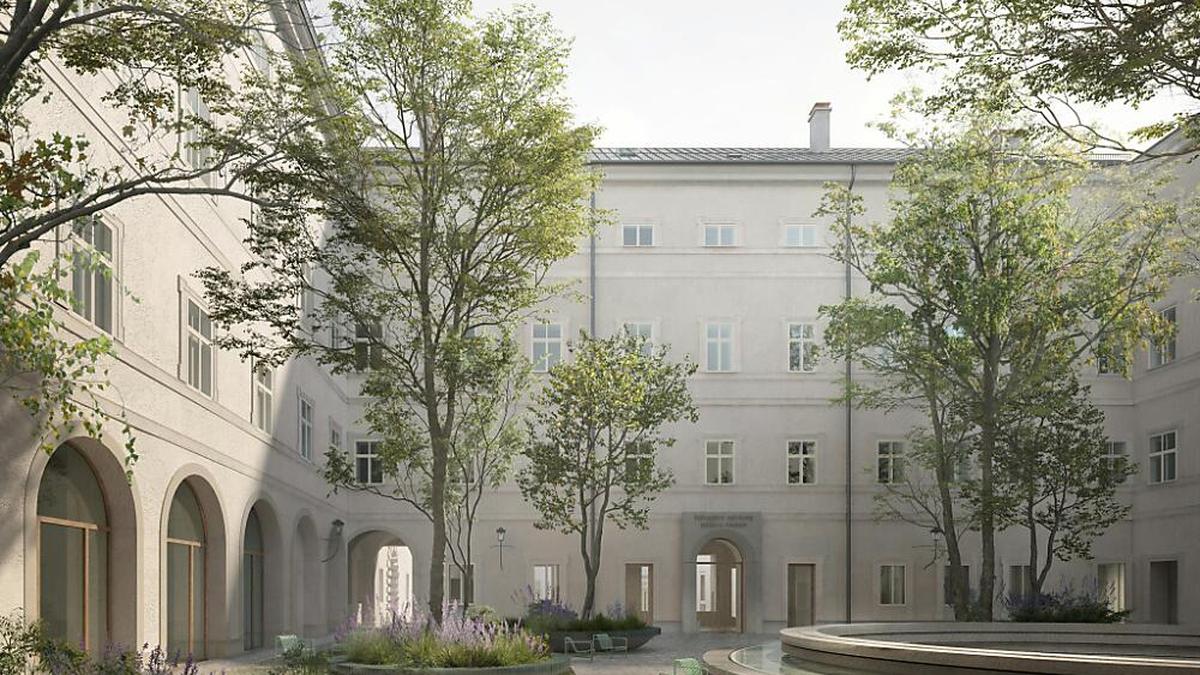 Der Innenhof beim zukünftigen Belvedere Salzburg soll eine grüne Oase werden | Der Innenhof beim zukünftigen Belvedere Salzburg soll eine grüne Oase werden