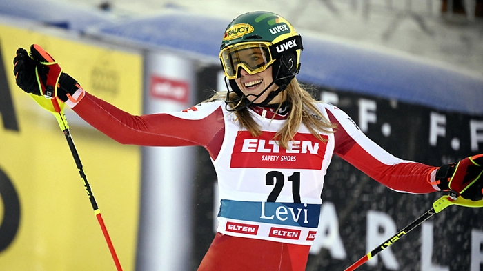 Freude bei Katharina Liensberger über Rang drei in Levi | Freude bei Katharina Liensberger über Rang drei in Levi