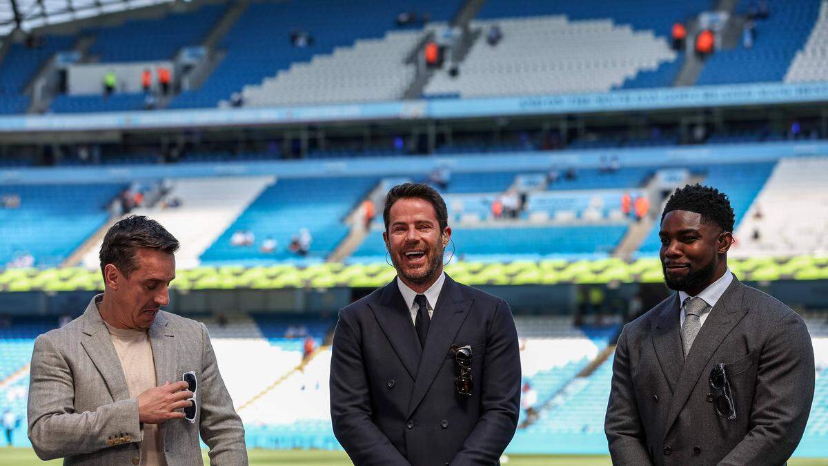 Die britischen Sky-Experten Gary Neville, Jamie Redknapp und Micah Richards (von links).