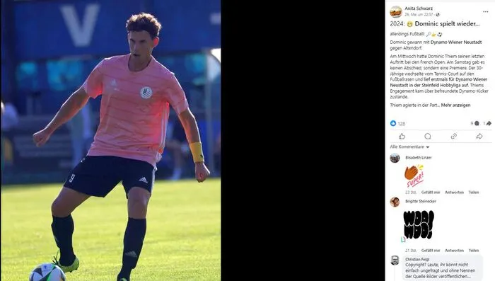 Der FB-Beitrag mit Thiem in voller Aktion 