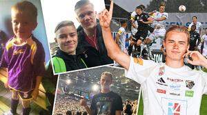 Der 18-Jährige lebt den Fußball, links mit seinem Idol Erling Haaland