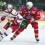 KLAGENFURT,AUSTRIA,22.DEC.24 - ICE HOCKEY - ICE Hockey League, Klagenfurter AC vs EC Red Bull Salzburg. Image shows Nash Nienhuis (EC RBS) and Jan Mursak (KAC). Photo: GEPA pictures/ Daniel Goetzhaber