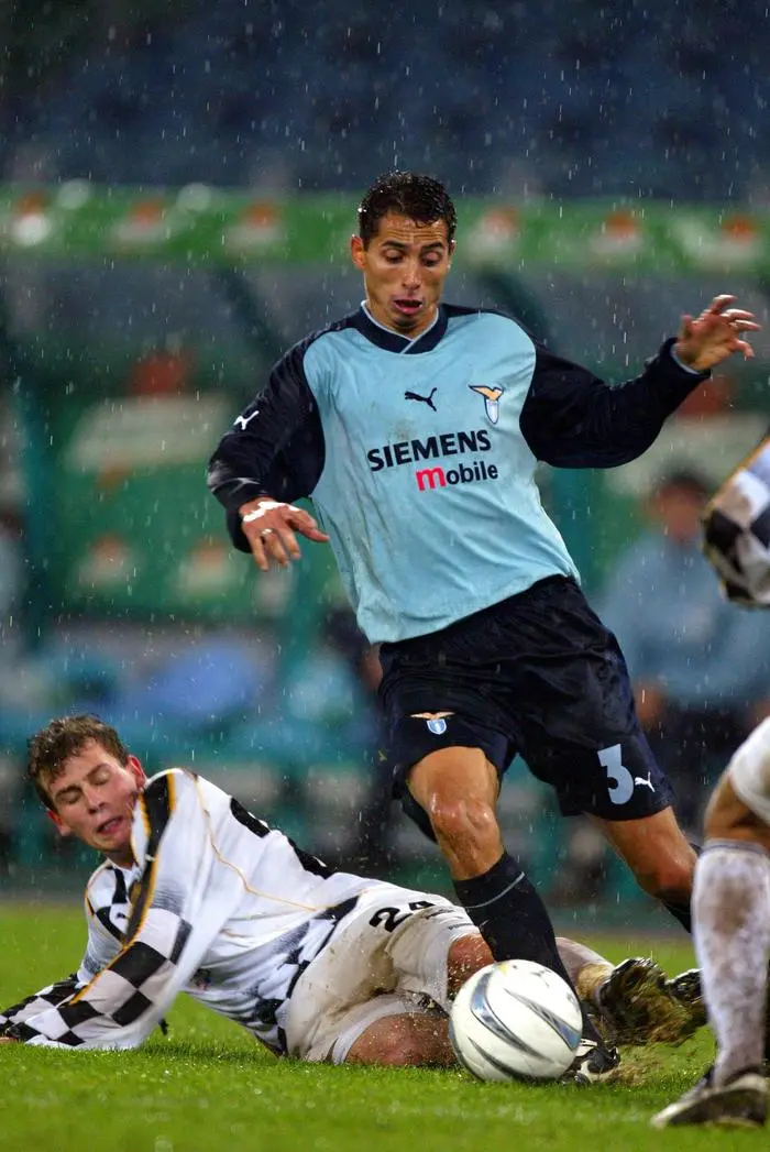 Onderwerp/Subject: SS Lazio Roma - SK Sturm Graz 0-1 UEFA Cup Reklame: Club/Team/Country: Lazio Roma Sturm Graz Seizoen/Season: 2002/2003 FOTO/PHOTO: Lazio s CESAR Aparecido RODRIGUES C in duel with Sturm Graz s Jürgen SÄUMEL L Trefwoorden/Keywords: P C 04 %15,0 $99 2002121236 Photo- & Copyrights PICS UNITED P.O. Box 1235 - 5602 BE EINDHOVEN THE NETHERLANDS Phone 31 040 296 28 00 Fax 31 0 40 248 47 43 http://www.pics-united.com e-mail : infopics-united.com If you would like to raise any issues regarding any aspects of products / service of PICS UNITED or e-mail : salespics-united.com ATTENTIE: Publicatie ook bij aanbieding door derden is slechts toegestaan na verkregen toestemming van Pics United. VOLLEDIGE NAAMSVERMELDING IS VERPLICHT  PICS UNITED/Naam Fotograaf, zie veld 4 van de bestandsinfo credits  ATTENTION: Pics United. Reproduction/publication of this photo by any parties is only permitted after authorisation is sought and obtained from PICS UNITED- THE NETHERLANDS The image is copyright to PICS UNITED or its associate photographers. Full name must be printed with the photo  PICS UNITED/Name Photographer, see field 4 of the File Info, credits  You may not publish, reproduce on either an electronic bulletin board, corporate intranet or the Internet, licence, sell or otherwise distribute the images without a Licence to do so from PICS UNITED. ROME ITA Content not available for redistribution in The Netherlands directly or indirectly through any third parties. Copyright: xPICSxUNITEDx 022212122C0C9392