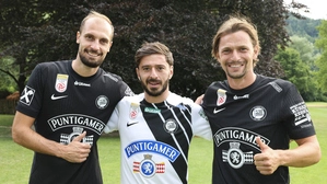 Sturms Führungs-Trio: Jon Gorenc Stankovic, Otar Kiteishvili und Kapitän Stefan Hierländer