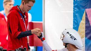 Stefan Sölkner mit Felix Großschartner bei den Olympischen Spielen 