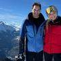 Rogerer Federer und Lindsey Vonn beim Skifahren in Lenzerheide