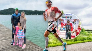 Michael Weiss mit Ehefrau Christina und den Töchtern Lola (4) und Maya (2) in Kärnten (links)