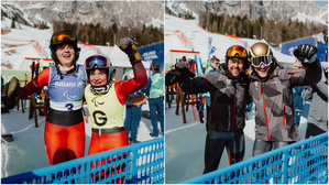 Veronika Aigner (links) jubelte mit Neo-Guide Lilly Sammer, Johannes Aigner und Nico Haberl taten es ihnen nach