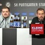 Pressesprecher Stefan Haller und Trainer Jürgen Säumel bei der Pressekonferenz