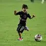 FORT LAUDERDALE FL - AUGUST 02: **NO NY NEWSPAPERS** Mateo Messi Roccuzzo Lionel Messi s son is seen playing soccer after the game as Inter Miami CF plays during the LeagueÕs Cup match against Orlando City at DRV PNK Stadium on August 2, 2023 in Fort Lauderdale, Florida. PUBLICATIONxNOTxINxUSA Copyright: xmpi04x