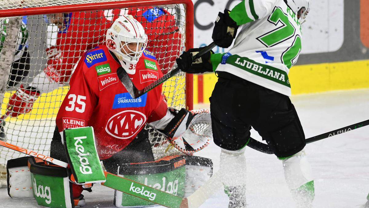 KAC-Keeper Christian Engstrand feierte ein Shut-out, und seinen zweiten Sieg für die Rotjacken