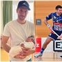 Floorballer Timo Schmid mit Tochter Lilly, die am 24. Februar auf die Welt kam