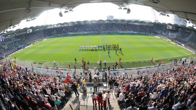 Innenansicht der Fußballstadions Graz-Liebenau