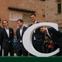 Österreichs Team in Bologna: Filip Misolic, Jurij Rodionov, Lukas Neumayer, Lucas Miedler, Alex Erler und Kapitän Jürgen Melzer (von links)