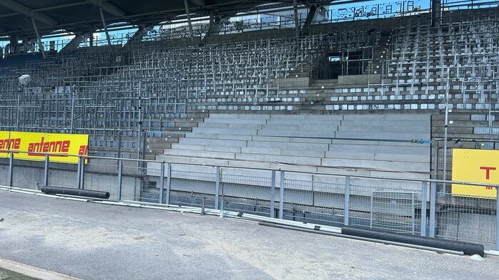 Das „Mundloch“ in der Nordtribüne ist geschlossen
