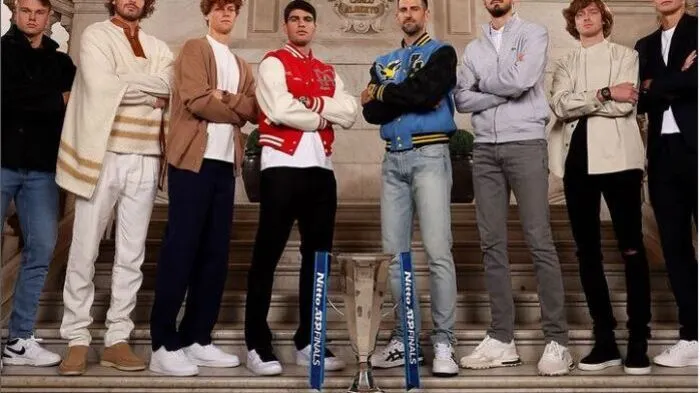 Diese acht Stars rittern ab Sonntag um den Titel: Holger Rune, Stefanos Tsitsipas, Jannik Sinner, Carlos Alcaraz, Novak Djokovic, Daniil Medwedew, Andrej Rublew und Alexander Zverev (von links). Star-Trainer Günter Bresnik nahm sie unter die Lupe. 