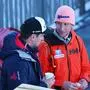 OBERSTDORF,GERMANY,28.DEC.24 - NORDIC SKIING, SKI JUMPING - FIS World Cup, Four Hills Tournament, large hill, men, qualification. Image shows sporting director nordic Florian Liegl (Ski Austria) and Martin Koch (ORF). Photo: GEPA pictures/ Thomas Bachun