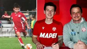 Mark Grosse in seinen Kindheitstagen beim GAK und bei der Vertragsunterschrift mit Sportchef Tino Wawra