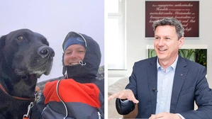 Landeshauptmann Daniel Fellner, das Oberhaupt der Kärntner Sportfamilie, ist oft mit Labrador Eddie unterwegs