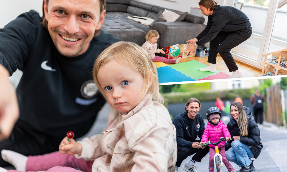 Familienzeit bei Fußballer Stefan Hierländer, seiner Frau Sabrina und Tochter Marie