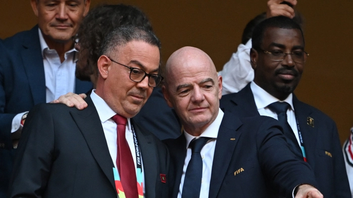 Marokkos Verbandschef Lekjaa (links) mit FIFA-Boss Infantino