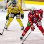 KLAGENFURT,AUSTRIA,12.JAN.25 - ICE HOCKEY - ICE Hockey League, Klagenfurter AC vs EC Vienna Capitals. Image shows Nick Petersen (KAC) and Seamus Donohue (Capitals).   Photo: GEPA pictures/ Matthias Trinkl