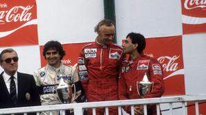 Niki Lauda siegte 1984 auf dem Österreich-Ring in Zeltweg vor Michele Alboreto und Nelson Piquet (links)