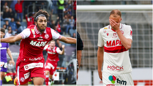 Jubeln der GAK und Ramiz Harakaté am Ende der Saison oder geht es für die Rotjacken und  Alexander Hofleitner (rechts) in die 2. Liga?