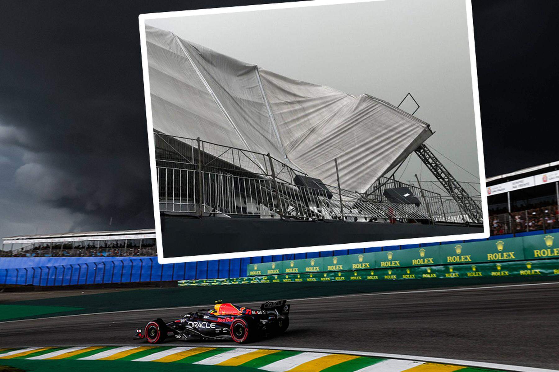 Formel 1 in Brasilien Tribüne zusammengebrochen Chaos nach Unwetter in Sao Paulo