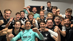 Jubel bei den Voitsbergern und Fabian Schubert (ganz links)