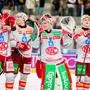 VIENNA,AUSTRIA,17.OCT.25 - ICE HOCKEY - ICE Hockey League, Vienna Capitals vs Klagenfurter AC. Image shows the rejoicing of KAC. Photo: GEPA pictures/ Edgar Eisner