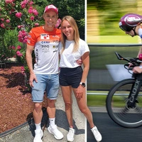 Georg Enzenberger am Rad und mit Freundin Nicola Kuhn