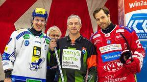 Auch die beiden Kapitäne Philipp Lindner und Thomas Hundertpfund stellten sich beim 355. Derby als Gratulanten ein