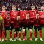 (From L) Austria's goalkeeper #13 Patrick Pentz, Austria's forward #07 Marko Arnautovic, Austria's defender #16 Philipp Mwene, Austria's defender #15 Philipp Lienhart, Austria's midfielder #18 Romano Schmid, Austria's defender #04 Kevin Danso, Austria's midfielder #06 Nicolas Seiwald, Austria's defender #05 Stefan Posch, Austria's midfielder #09 Marcel Sabitzer, Austria's midfielder #20 Konrad Laimer and Austria's midfielder #19 Christoph Baumgartner pose for a group photo at the start of the UEFA Euro 2024 round of 16 football match between Austria and Turkey at the Leipzig Stadium in Leipzig on July 2, 2024. (Photo by Angelos TZORTZINIS / AFP)